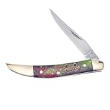 Steel Warrior Pocket Knife SW-109RDN Toothpick with a Multicolored Resin Handle Stainless Steel Blade Closed 2.875”