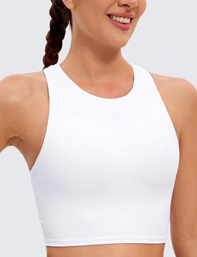 Image of CRZ YOGA Butterluxe High Neck Crop Tank Tops | Light Support, Removable Pads, Yoga, Extremely Soft, Racerback, Longline Sports Bras for Women
