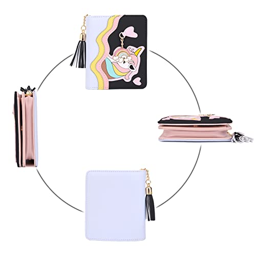 UTO Wallet for Girls Cute Leather Vegan Small Women Tassel Pendant Card Holder Kawaii Coin Purse 11664