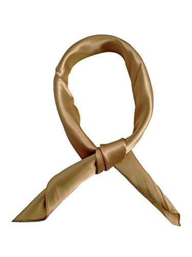 Women’s Solid Color Square Scarf Neckerchief (Champagne)