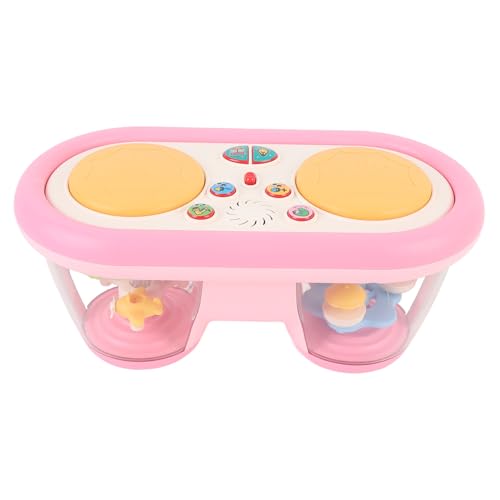 Omquot Carrusel Iluminador Piano Electrónico con Tambor de Palmada para niños: Luces, Efectos Musicales, Reconocimiento de Tonos, 1 Tambor, para el Desarrollo del Talento Musical (Rosa)
