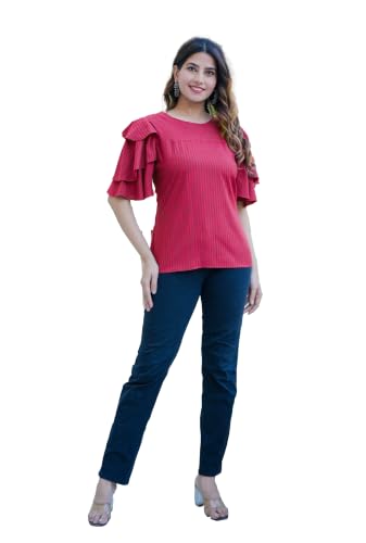 Image of Yash Gallery Women's Rayon Printed Realaxed Fit Top for Women & Girls