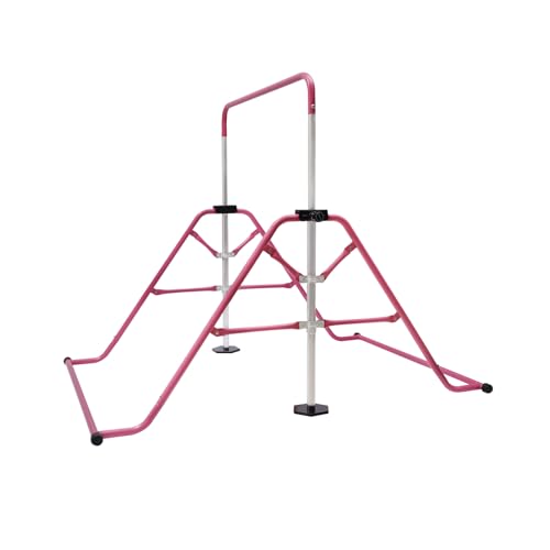 Beaudreaul Barra de gimnasia plegable, barra de gimnasia máx. 80 kg, barra horizontal de 115 – 155 cm, altura ajustable, para personas con un peso inferior a 220 libras, rosa