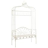 Helloshop26 Panca da giardino mobile da patio esterno terrazza 122 x 43 x 220 cm ferro bianco antico 02_0011217