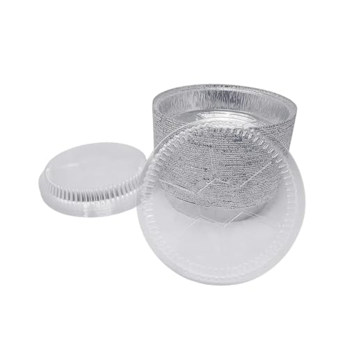 NokarOnline 9 Round Aluminium Foil Trays with Lids 930ml – Pack of 50 – Versatile Oven Trays for Baking, Roasting, and Serving