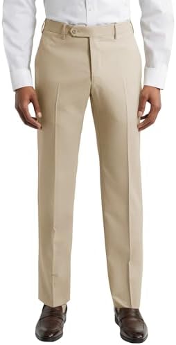 Mens Classic Fit Flat Front Hidden Expandable Waist Dress Pants No Iron Suit Pants
