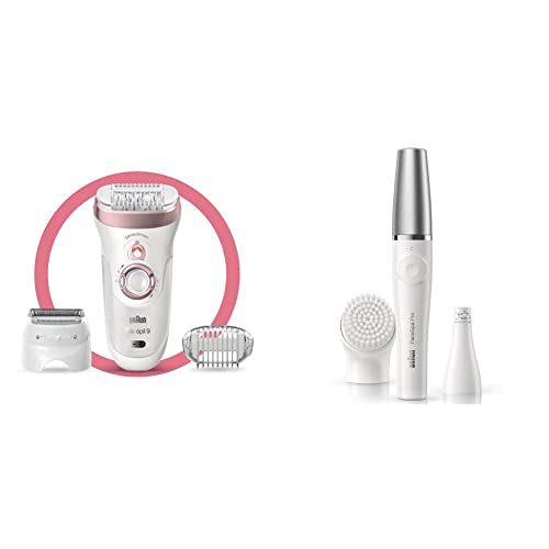 Braun Epilator Silk-epil 9-720, Body Hair Removal for Women, Wet and Dry, Womenâs Shaver and Trimmer & Braun Face Epilator Facespa Pro 910, Facial Hair Removal, 2-in-1 Epilating and Cleansing Brush