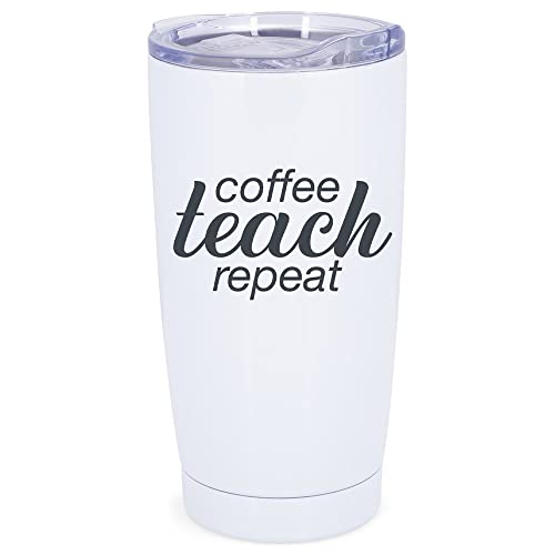 Elanze Designs Coffee Teach Repeat White 20 Ounce Stainless Steel Travel Tumbler #TOP12