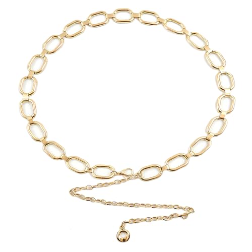 O-Ring Metal Waist Chain for Women Adjustable Metal Waist Belt Belly Link for Jeans Dress