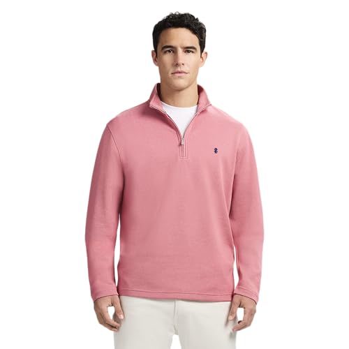 Izod Men's Performance Comfort Quarter Zip Long Sleeve Shirt, Holly Berry Pink, XX-Large