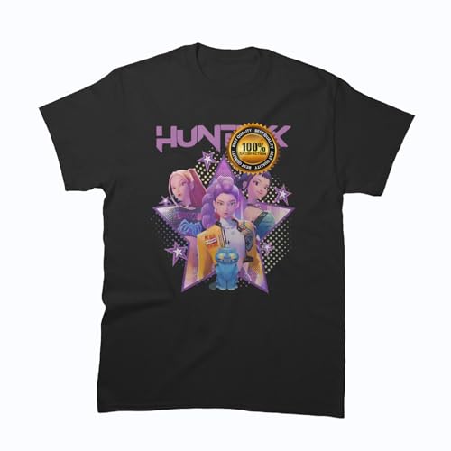 Stylish Men Women Hunter Unisex Lightweight Cotton Crewneck T-Shirt Fashionable Tee Demons Shirt Tops (UK, Alpha, M, Regular, Regular) Black