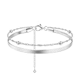 ORAZIO Silver Bracelet For Women Sterling Silver Bangles Dainty Adjustable Layered Bead ladies Silver Bracelets Jewellery For Womens