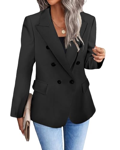 Work Blazer Jacket for Women 2023 Womens Casual Work Clothes Outfits Office Business Professional Interview Attire Plus Szie Oversize Winter Blazers Jackets Suits Suit Black L3