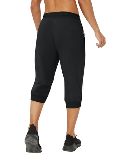 MAGNIVIT Men's 3/4 Jogger Capri Pants Workout Gym Below Knee Shorts Zipper Pockets Jogger Sweatpant Capris for Men2