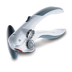 Zyliss Lock N’ Lift Can Opener – Manual Can Opener with Locking Mechanism – Safe Magnetic Can Opener – Easy-to-Turn Can Opener – White/Gray