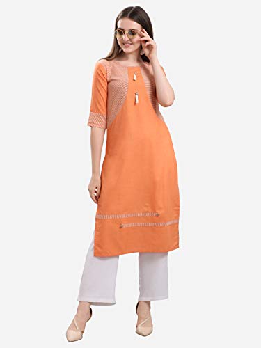 Image of EthnicJunction Women's Cotton Stripted Straight Kurta