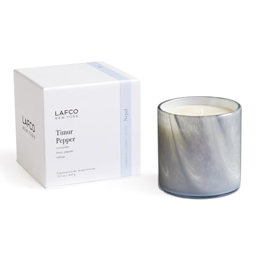 LAFCO New York Signature Candle, Timur Pepper - 15.5 oz - 90-Hour Burn Time - Reusable, Hand Blown Glass Vessel - Made in The USA