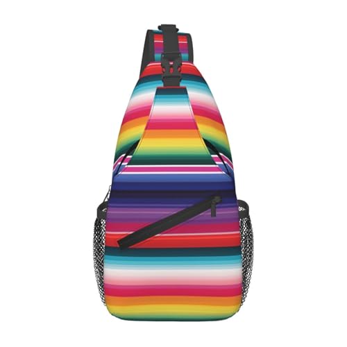 Bolso Sling para Hombre y Mujer con Rayas Mexicanas Coloridas