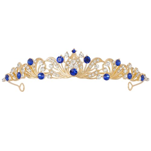 Blue Tiaras and Crowns for Women Wedding Tiaras for Bridal Crystal Rhinestone Princess Tiara Queen Crown Headband Hair Accessories for Costume Party Birthday Prom Quinceanera Halloween Cosplay