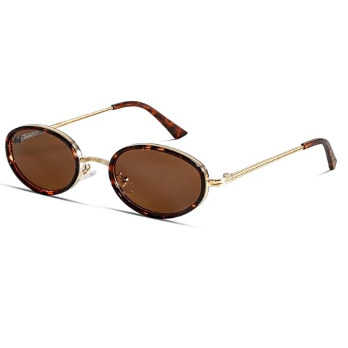 Image of boten Retro Oval Sunglasses for Women 90s Small Gold Frame Sun Glasses Lightweight Cute Chic Sunnies