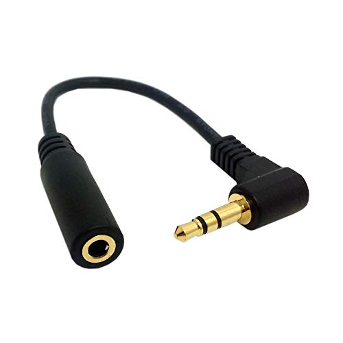 CY Câble de rallonge audio stéréo de 10 cm à 3 pôles avec angle droit de 3,5 mm, noir