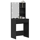 Type d'éclairage: Bandes LED Tomostar Coiffeuse avec Miroir, Table de Maquillage Meuble Chambre Chêne Noir 60 x 40 x 140 cm Bois d\'ingénierie