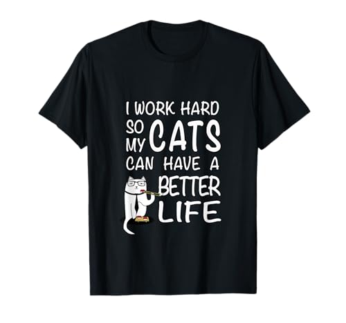 Camisa de sushi de gato "I Work Hard so My Cats" Camisa de gato para hombre Camiseta