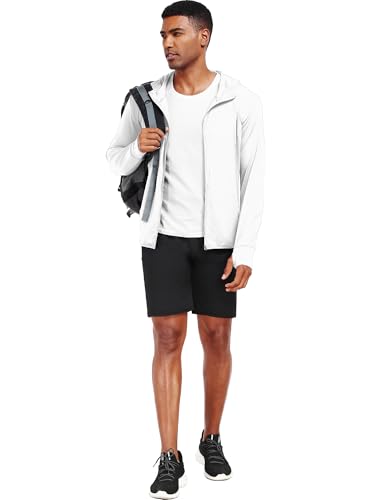 Image of NELEUS Men's Workout Fishing Shirts UPF 50+ Light Jacket Full Zip Sun Protection Long Sleeve Hoodie for Men Hiking