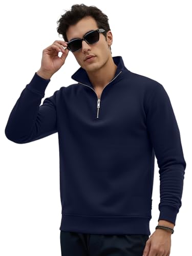 Image of LEOTUDE Men High Neck Zipper Full Sleeve Cotton Knitted Winter Sweater for Man (Color Black)