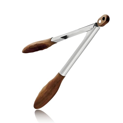 Ztolbriy Pince de Cuisine en Bois & Inox | 31 cm Résistante à la Chaleur | Pour Cuisine, Grillade...