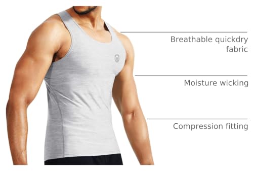 Image of NELEUS Men's 3 Pack Athletic Compression Under Base Layer Sport Tank Top