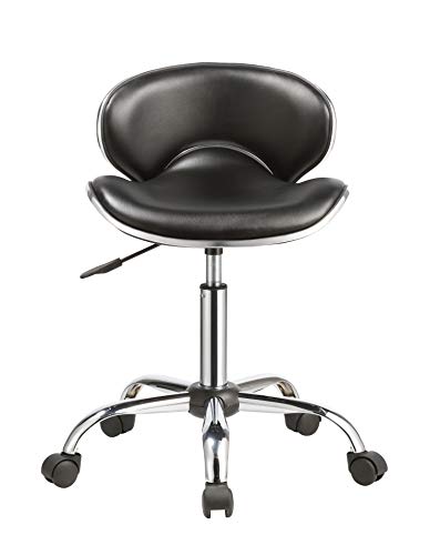 Preisvergleich Produktbild Duhome Elegant Lifestyle Rollhocker Schwarz Drehhocker Kunstleder Hocker höhenverstellbar mit Rückenlehne Farbauswahl - Typ 413A