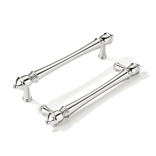 khtumeware 10 Pack 5 inch(128mm) Hole Center Virbant Polished Nickel Cabinet Pulls Heavy-Duty Solid Cabinet Hardware Drawer Pulls Hardware Suitable for Kitchens bathrooms and Dressing Tables