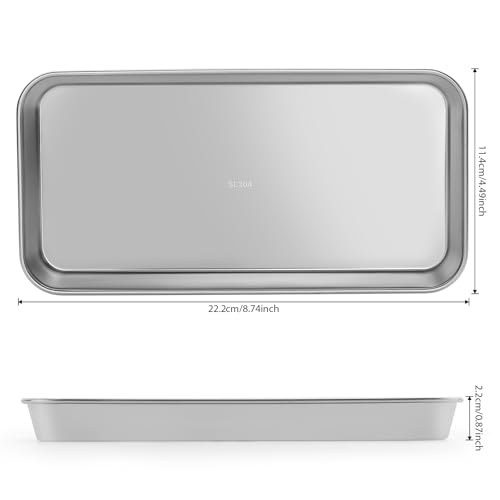 Image of JMU Medical Surgical Stainless Steel 100 Pcs, 8.74 inch x 4.49 inch x 0.87 inch Dental Lab Instrument Trays, Flat Tray