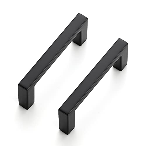 Image of Ravinte 10 Pack Matte Black Cabinet Pulls, 2-1 /2 Inch (64mm) Hole Center Slim Kitchen Handles, Square Drawer Pulls for Cabinets & Cupboards, Hardware