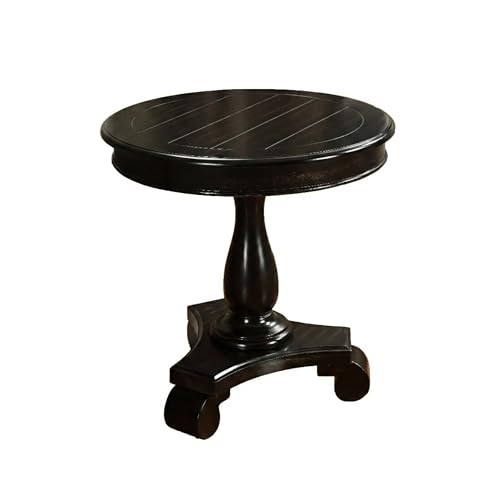 Roundhill Furniture Rene Round Pedestal Side Table, Black