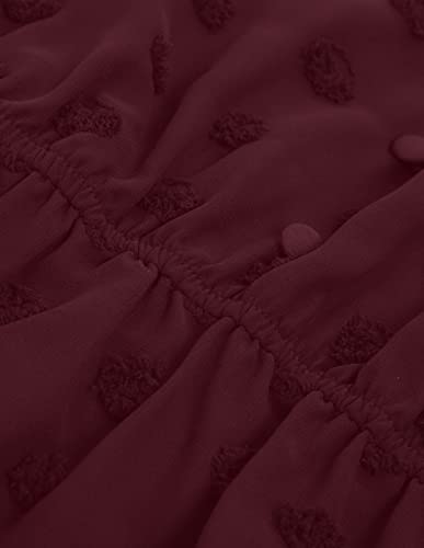 Maternity Boho Shirts Tops Casual Solid Color Chiffon V Neck Long Sleeve Tops Wine M #TOP4