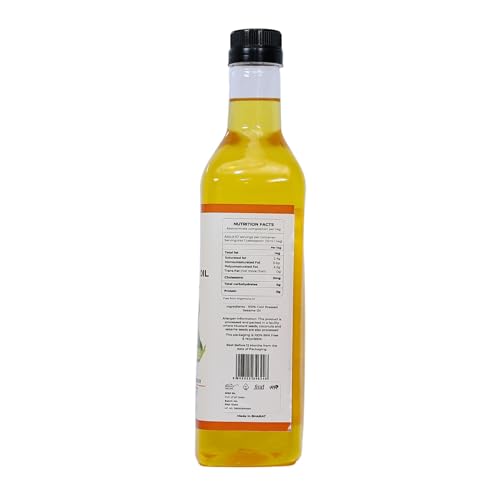 Image of Indiyeah Cold Pressed White Sesame Oil - 100% Pure and Unrefined, Naturally Cholesterol-Free | Enriched with Vitamin E and K | Rich Aroma & Flavor of Real Sesame Seeds | No Foaming | Ideal for Daily Cooking and Multipurpose Usage | A1 Grade Sesame Seeds | Cold pressed Gingerly Oil | Til Ka Tel |Purity in Every Drop | Heart-Healthy Cooking Oil | 1 Liter
