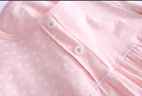Girls' Princess Nightgowns Heart Print Sleep Shirts Cotton Sleepwear for 3-12 Years2