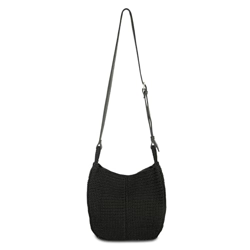 Image of The Sak Los Feliz Crossbody Purse - Hand Crochet Women's Handbag for Everyday & Travel - Cross Body Bag With Zipper Pockets & Adjustable Shoulder Bag Strap - Black