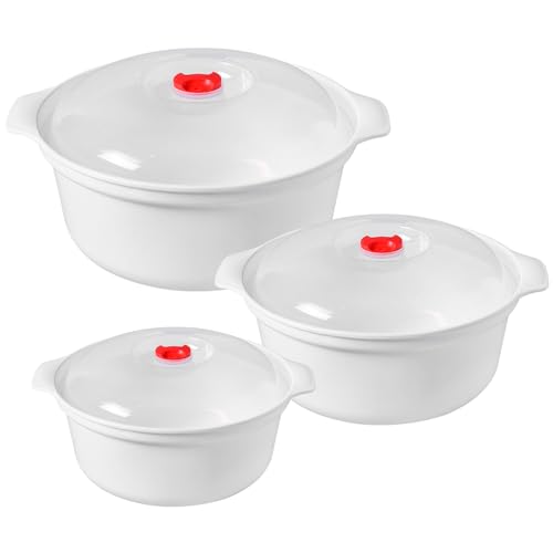 Sporgo Set di 3 stoviglie per forno a microonde con coperchio: contenitori per microonde, 200/530/1000 ml, per lavastoviglie, microonde, forno, frigorifero