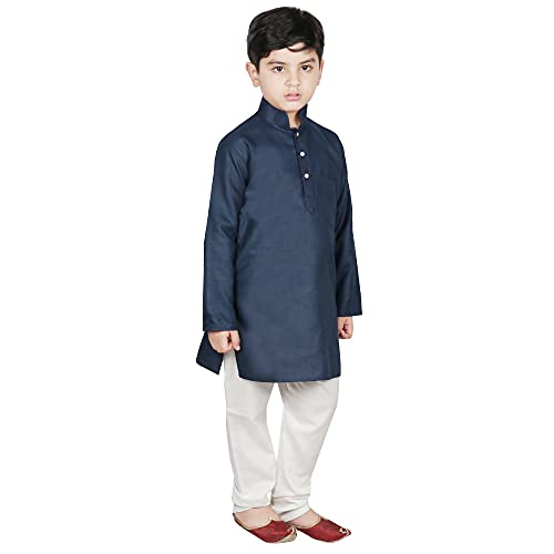Image of SG YUVRAJ Raw Silk Kurta Set for Boys