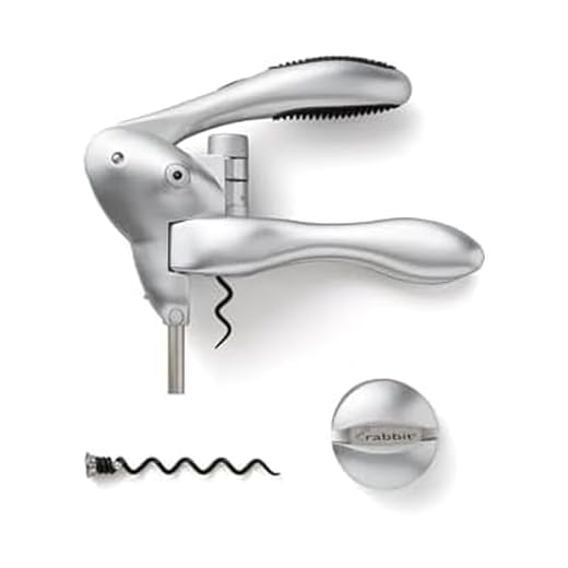 Rabbit Original Lever Corkscrew Wine Opener with Foil Cutter and Extra Spiral (Silver)