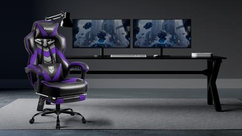 Gaming Chair with Massage and Footrest
