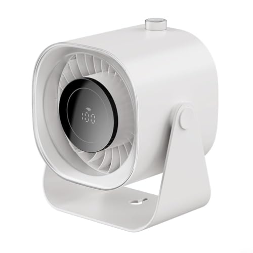 Sileduove Ventilador de escritorio inteligente con pantalla LED, rotación de 220°, batería 5000mAh, silenciador, motor sin escobillas, montaje en pared, 100 niveles de velocidad de enfriamiento para