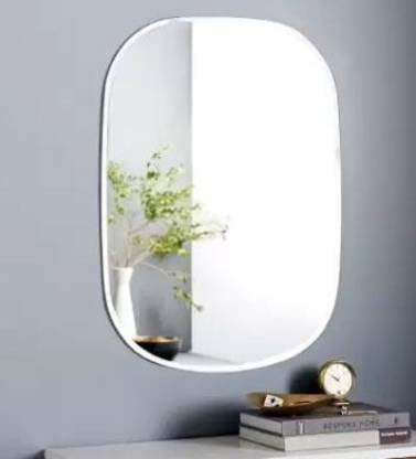 WINDOW Adinath Creators Square 12*15 inch Corner Round and Bavelled Mirror Bathroom Mirror  (Square Finish : Bvelled)