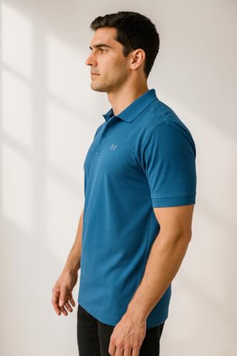 Image of Force NXT Men's Premium Microfiber Fabric Solid T-Shirt | Polo Neck Half-Sleeves T-Shirt for Men | Label Free with Anti-Static for Daily Uses