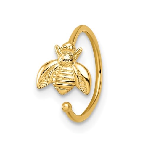 Diamond2Deal 14k Yellow Gold Bumble Bee Ear Cuff (L- 0.25 in, W- 0.27 in)