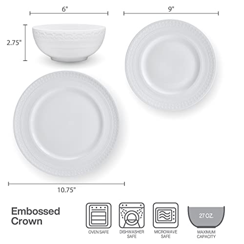 Mikasa Crown White Chip Resistant 18 Piece Dinnerware Set, Service for 6 by Mikasa - Image 4