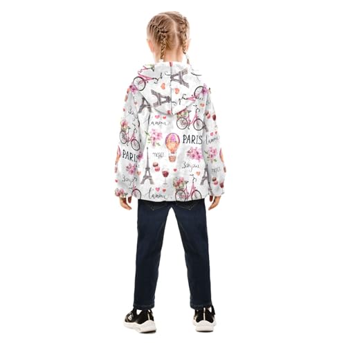 OTVEE Paris Eiffel Tower Bike Flowers Kids Hoodie Jacket Fall Spring Full Zip Warm Outwear Coat4